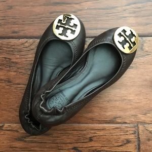 Toddler Girls Dk Brown Tory Burch Ballet Flats